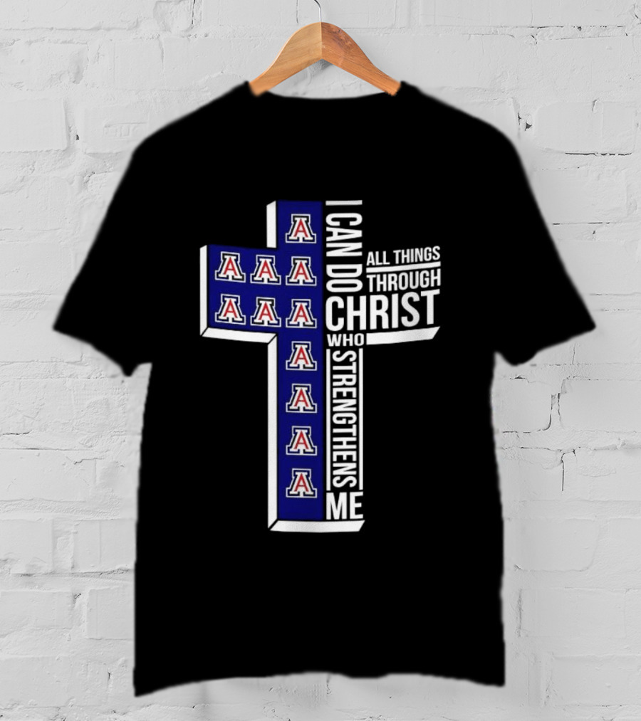 Arizona Wildcats Cross I Can Do All Things Through Christ Who Strengthens Me T-Shirt
