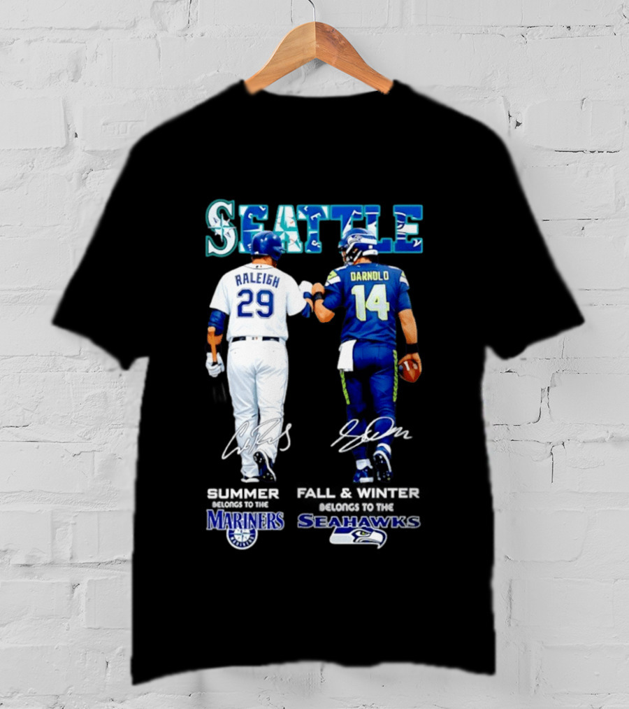 Seattle Cal Raleigh Mariners And Darnold Seahawks Fist Bump Summer Winter T-Shirt