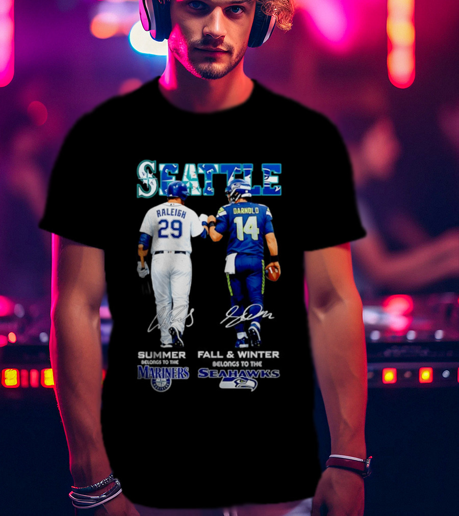 Seattle Cal Raleigh Mariners And Darnold Seahawks Fist Bump Summer Winter T-Shirt