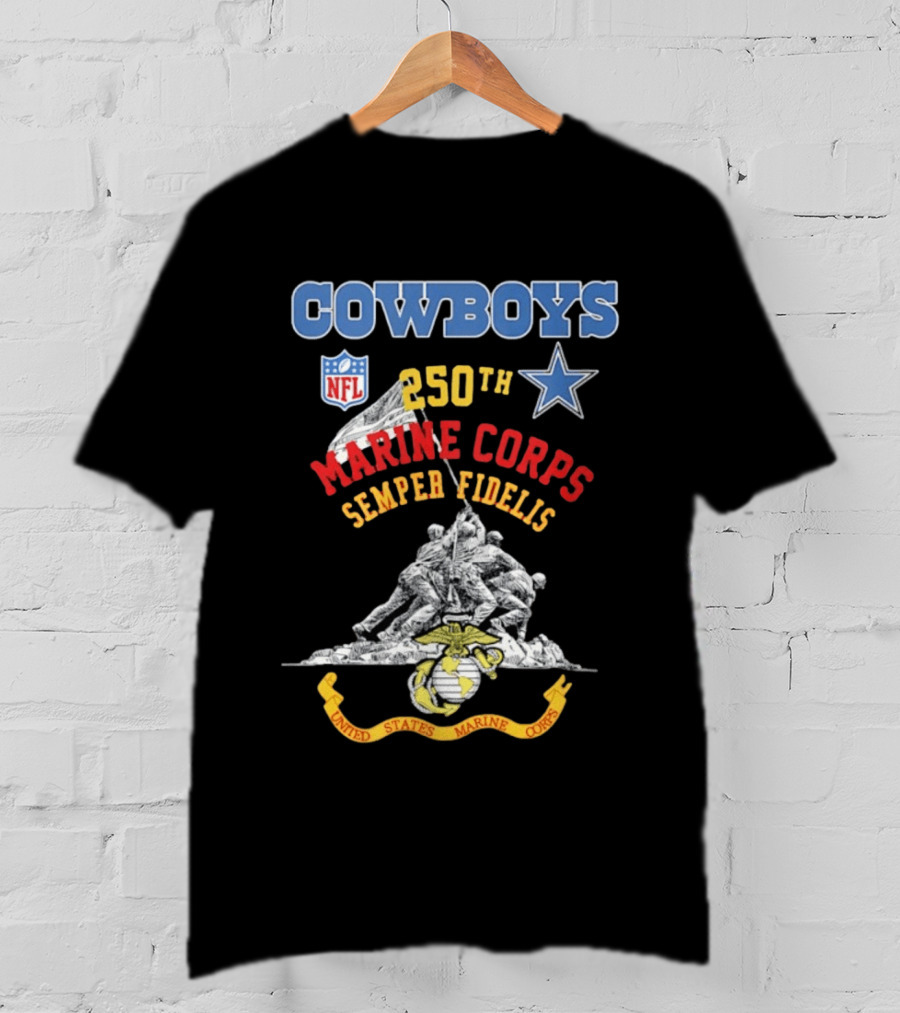 Cowboys NFL Marine Corps 250th Semper Fidelis United States T-Shirt
