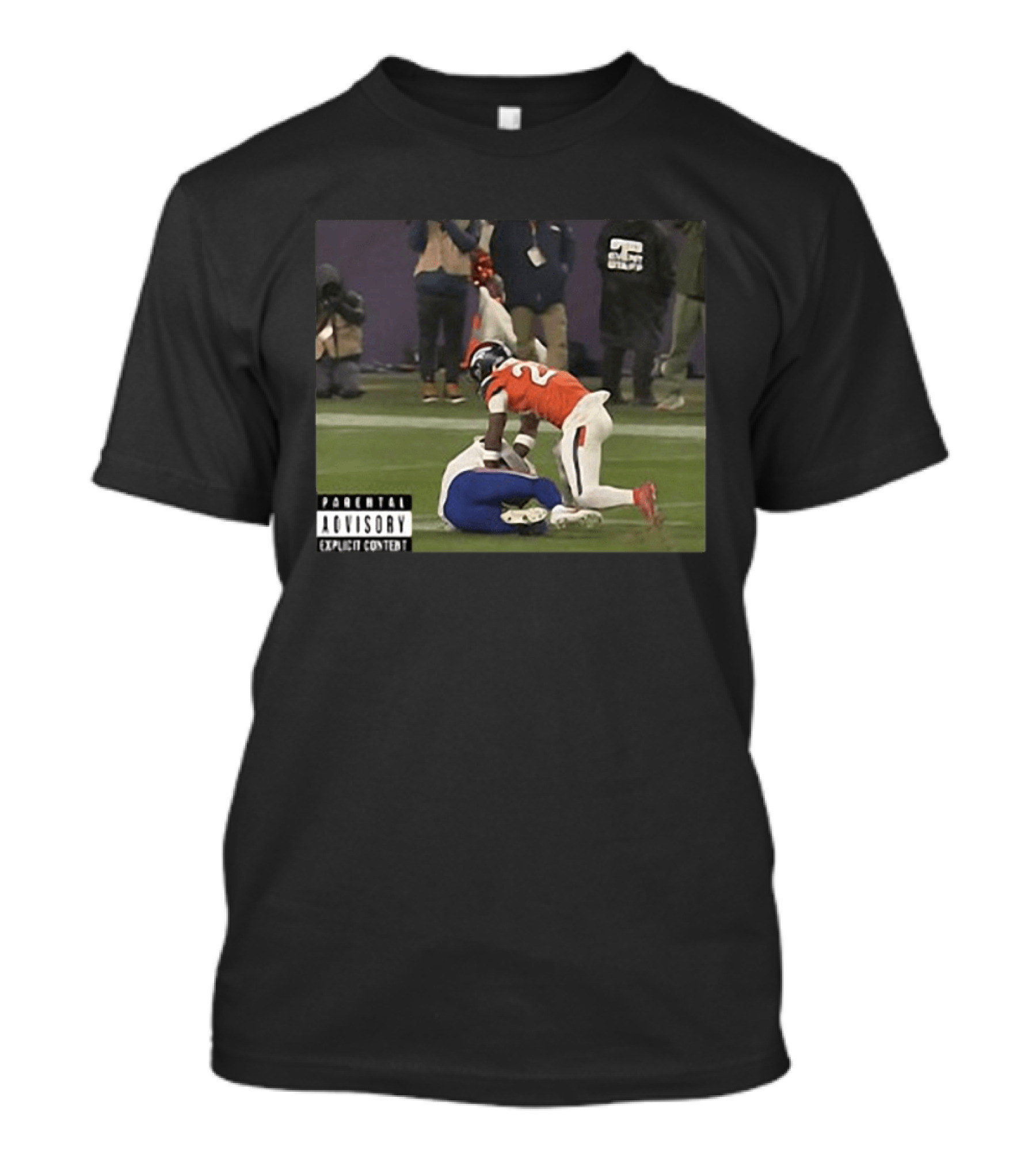 Denver Broncos Vs Buffalo Bills Explicit Content Tackle Controversial Interception Play T-Shirt