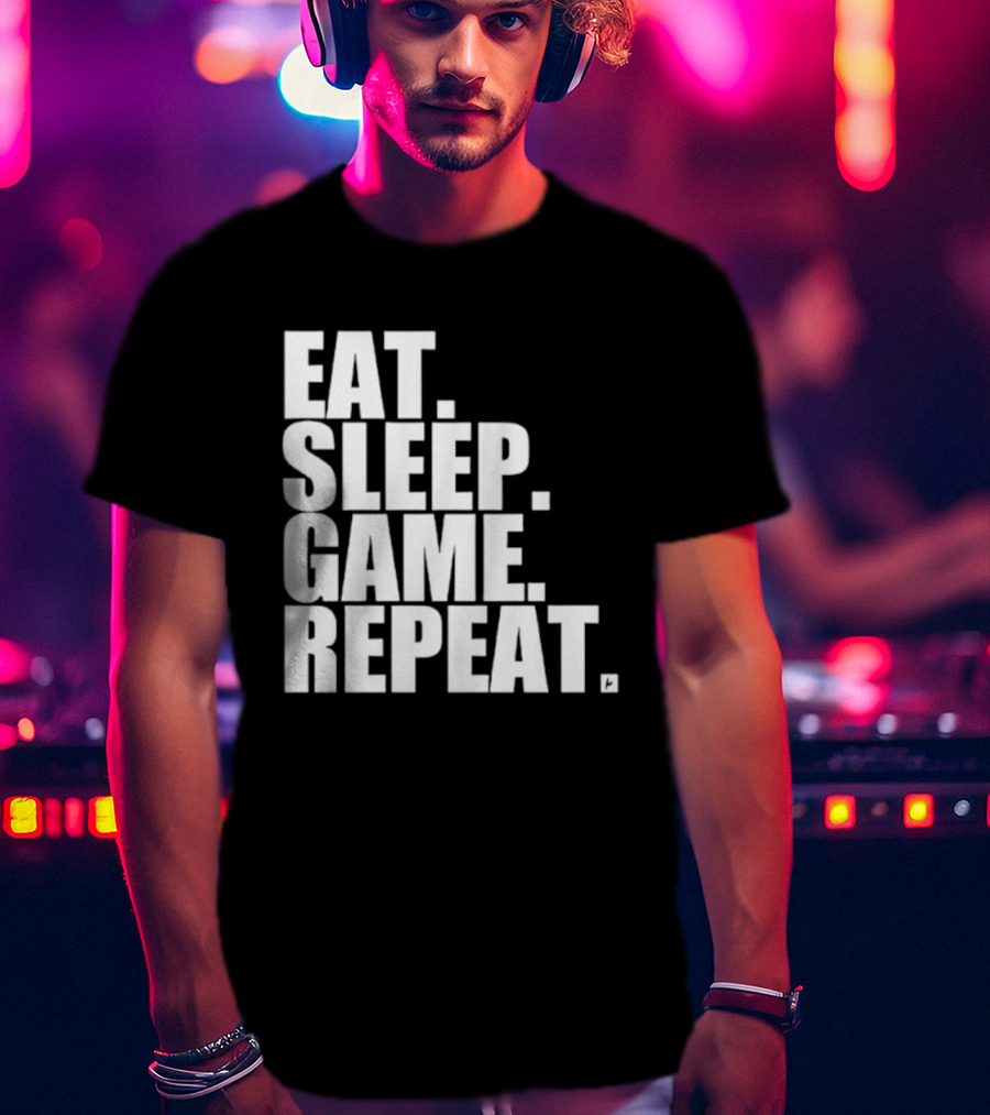 Eat Sleep Game Repeat Gamer Lifestyle Phrase T-Shirt