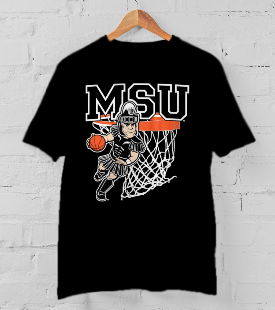Michigan State Spartans Basketball MSU Logo Slam Dunk T-Shirt