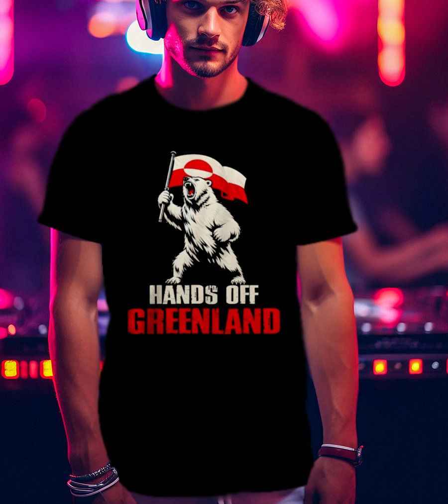 Hands Off Greenland Flag Bear Support Greenland T-Shirt