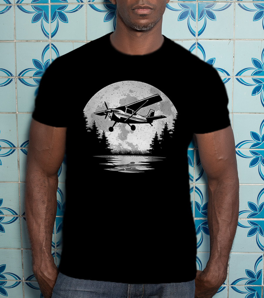 Pilot Airplane Aviator Aviation Vintage Seaplane Reflections T-Shirt