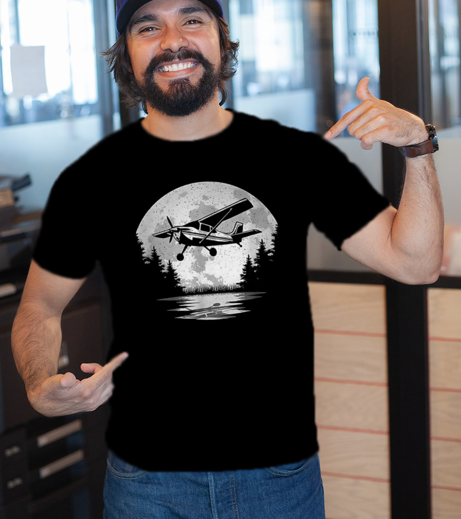 Pilot Airplane Aviator Aviation Vintage Seaplane Reflections T-Shirt