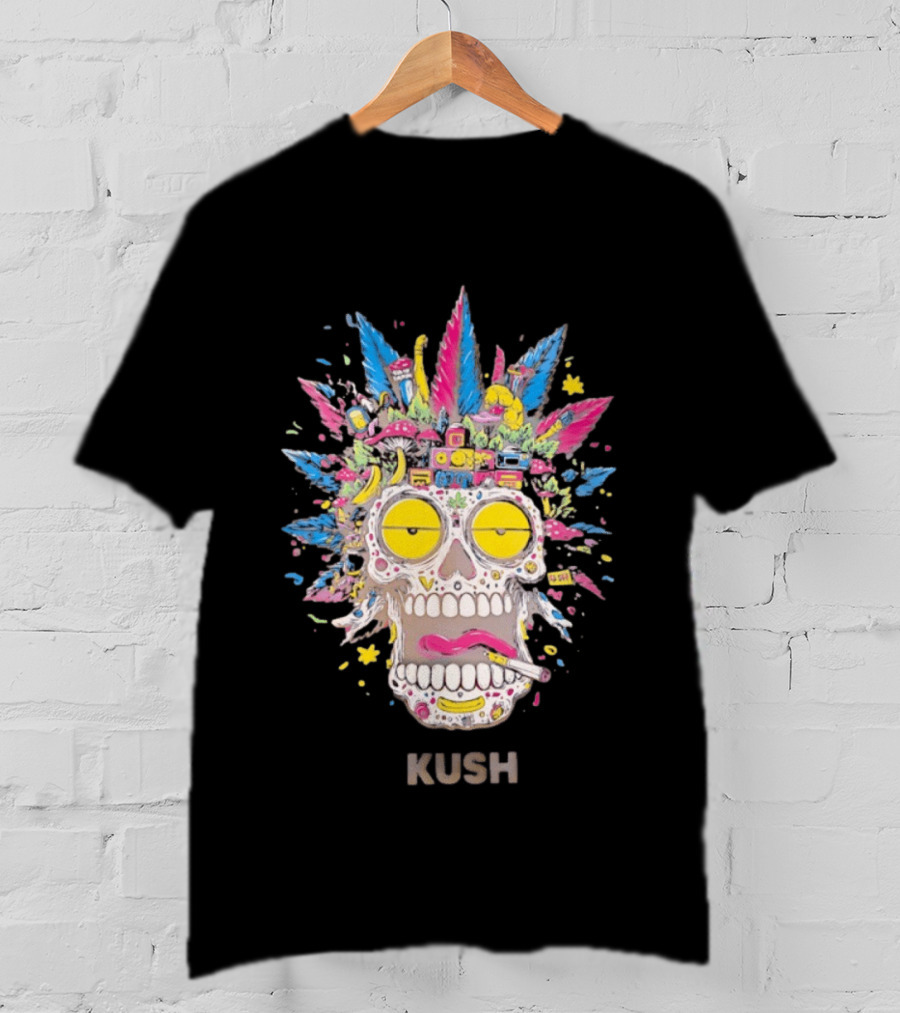 Psychedelic Kush Skull Vibrant Cannabis T-Shirt