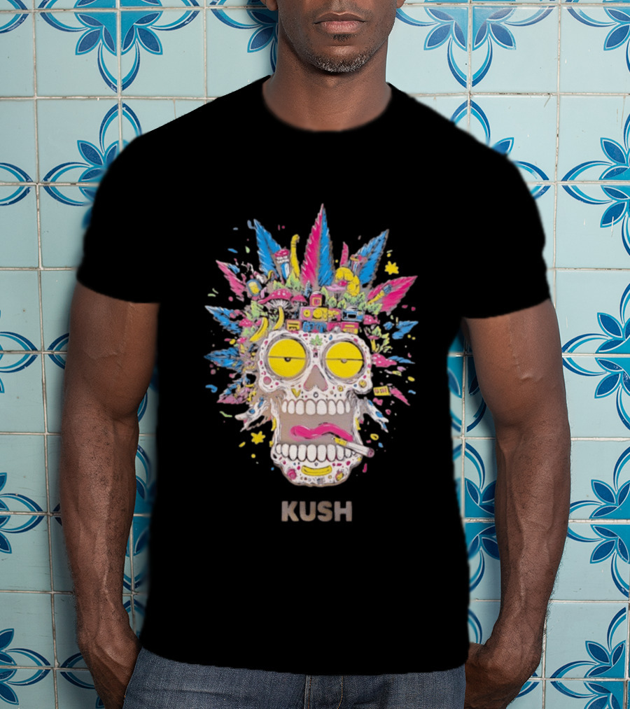 Psychedelic Kush Skull Vibrant Cannabis T-Shirt