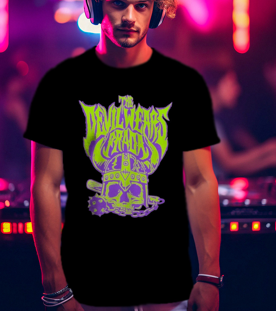 The Devil Wears Prada Viking Skull With Mace And Chain T-Shirt