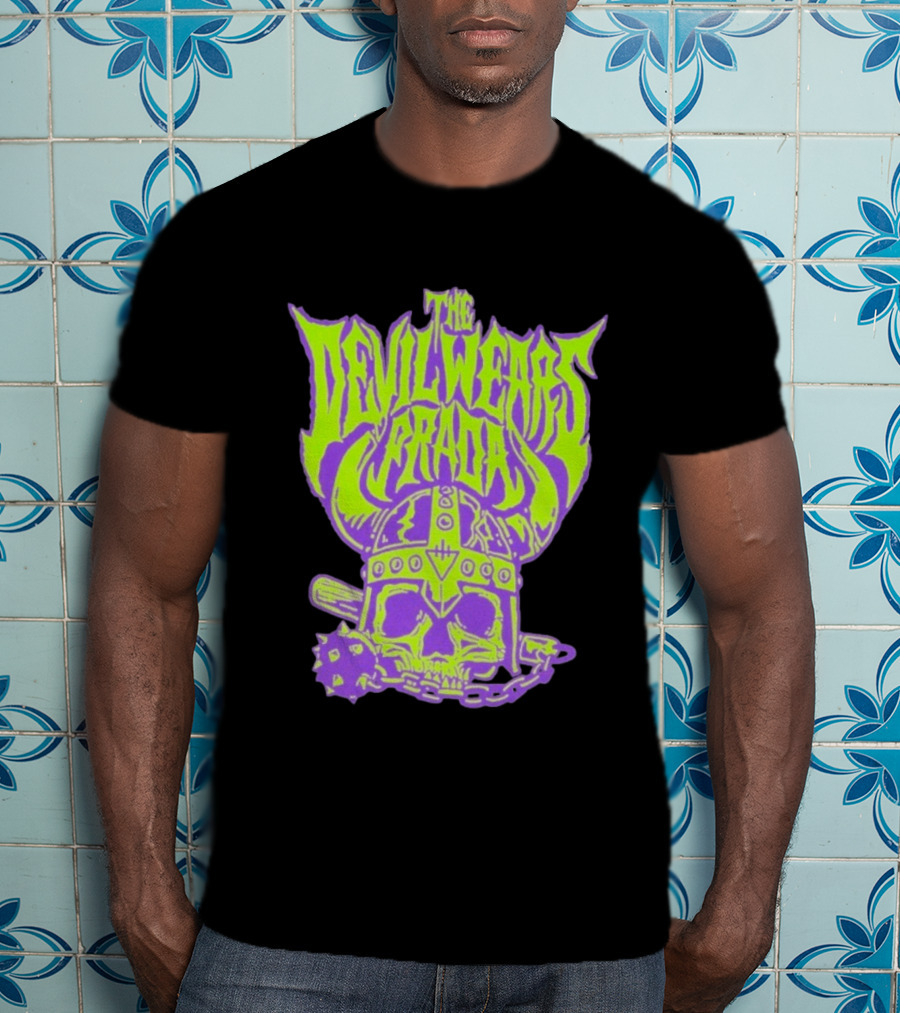 The Devil Wears Prada Viking Skull With Mace And Chain T-Shirt