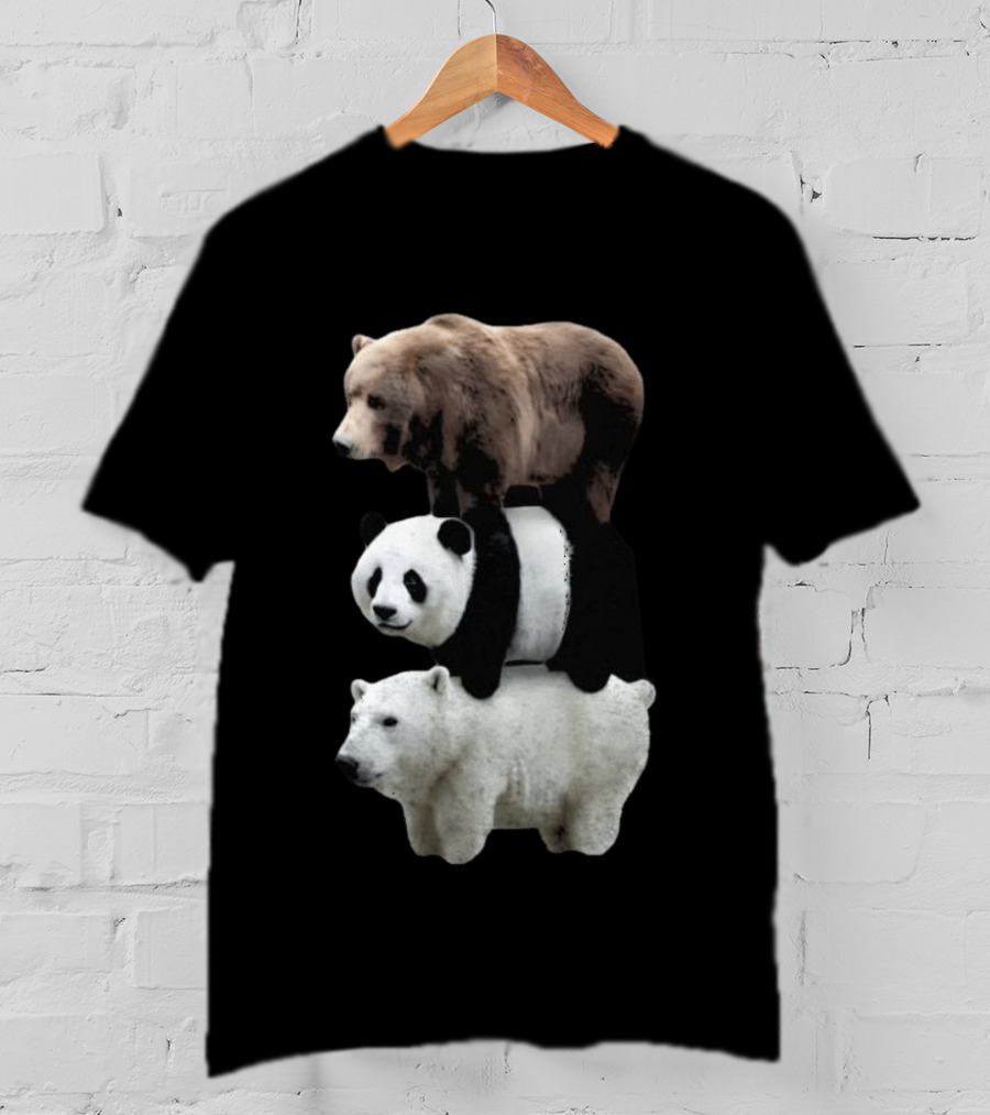 We Bears Realistic Stacked Brown Panda Polar Bears T-Shirt