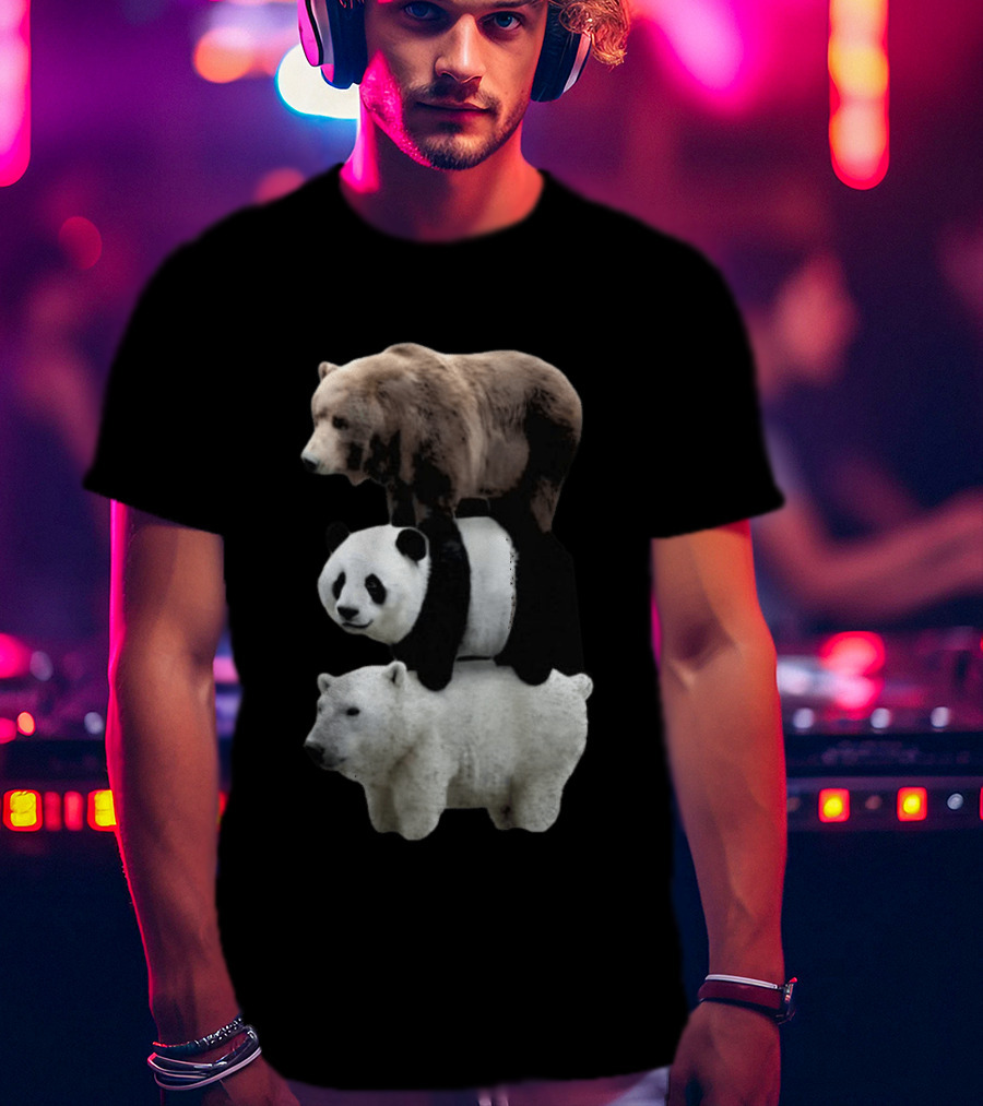 We Bears Realistic Stacked Brown Panda Polar Bears T-Shirt