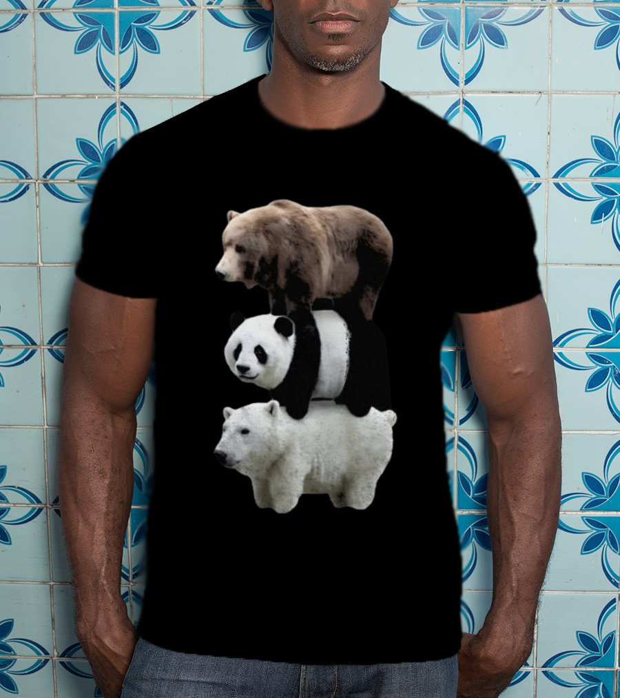 We Bears Realistic Stacked Brown Panda Polar Bears T-Shirt