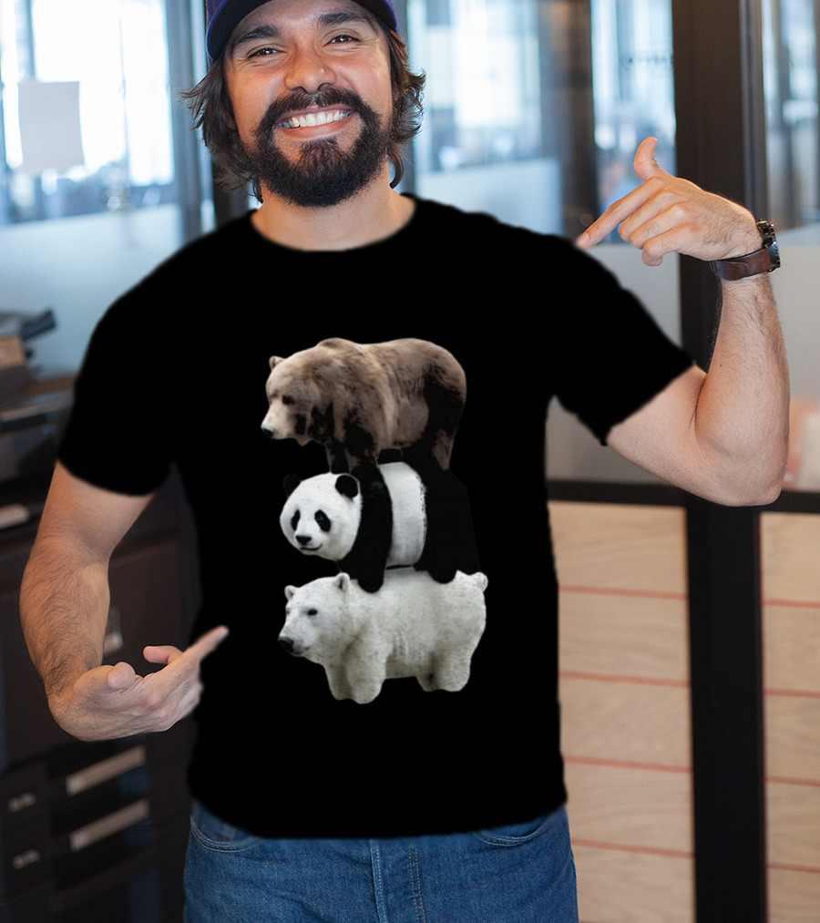 We Bears Realistic Stacked Brown Panda Polar Bears T-Shirt