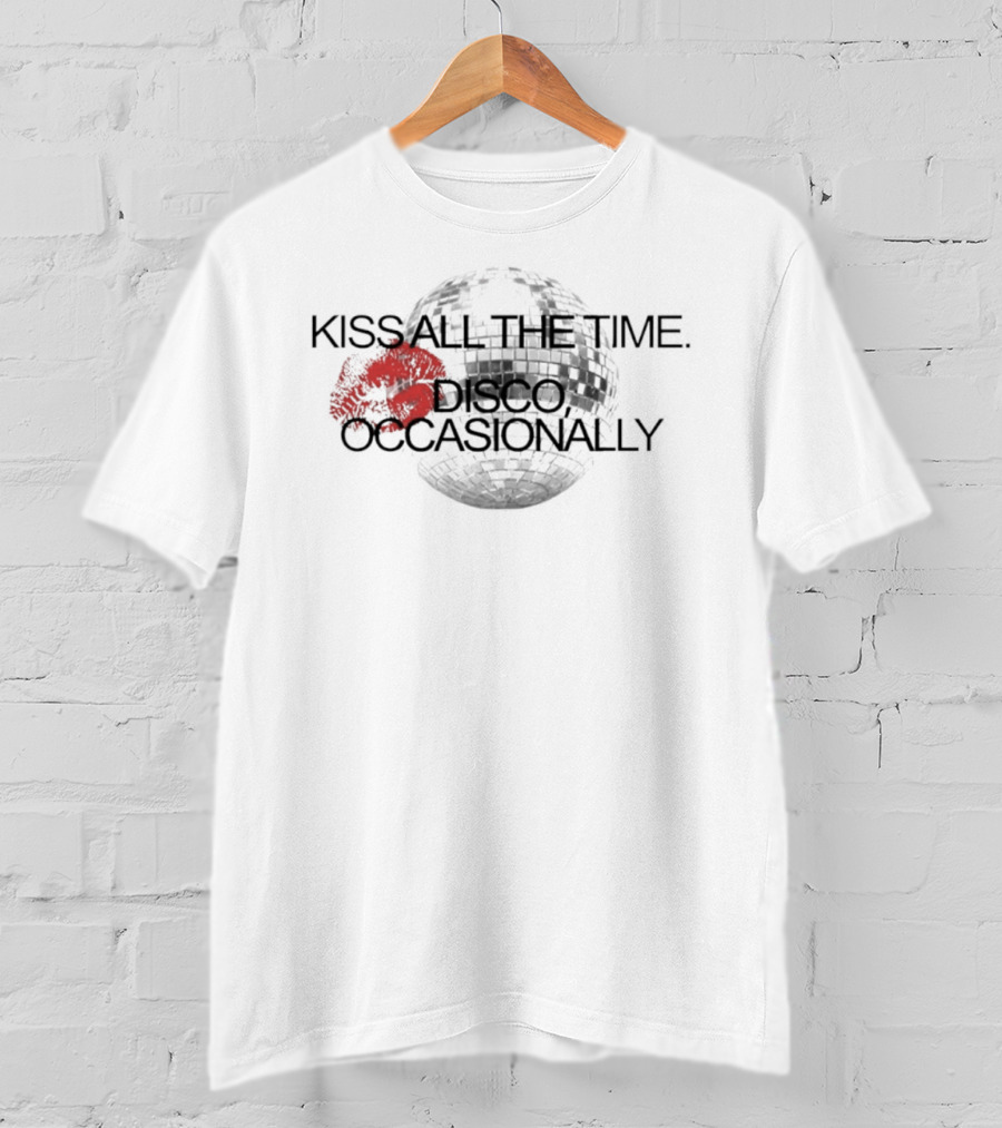 Kiss All The Time Disco Occasionally Ball Red Lips Disco Ball T-Shirt