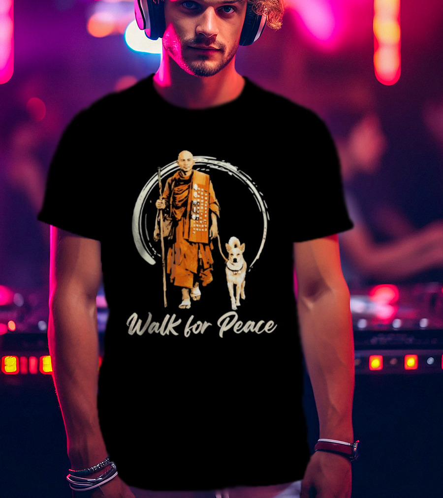 Walk For Peace Aloka With Monk And Dog T-Shirt