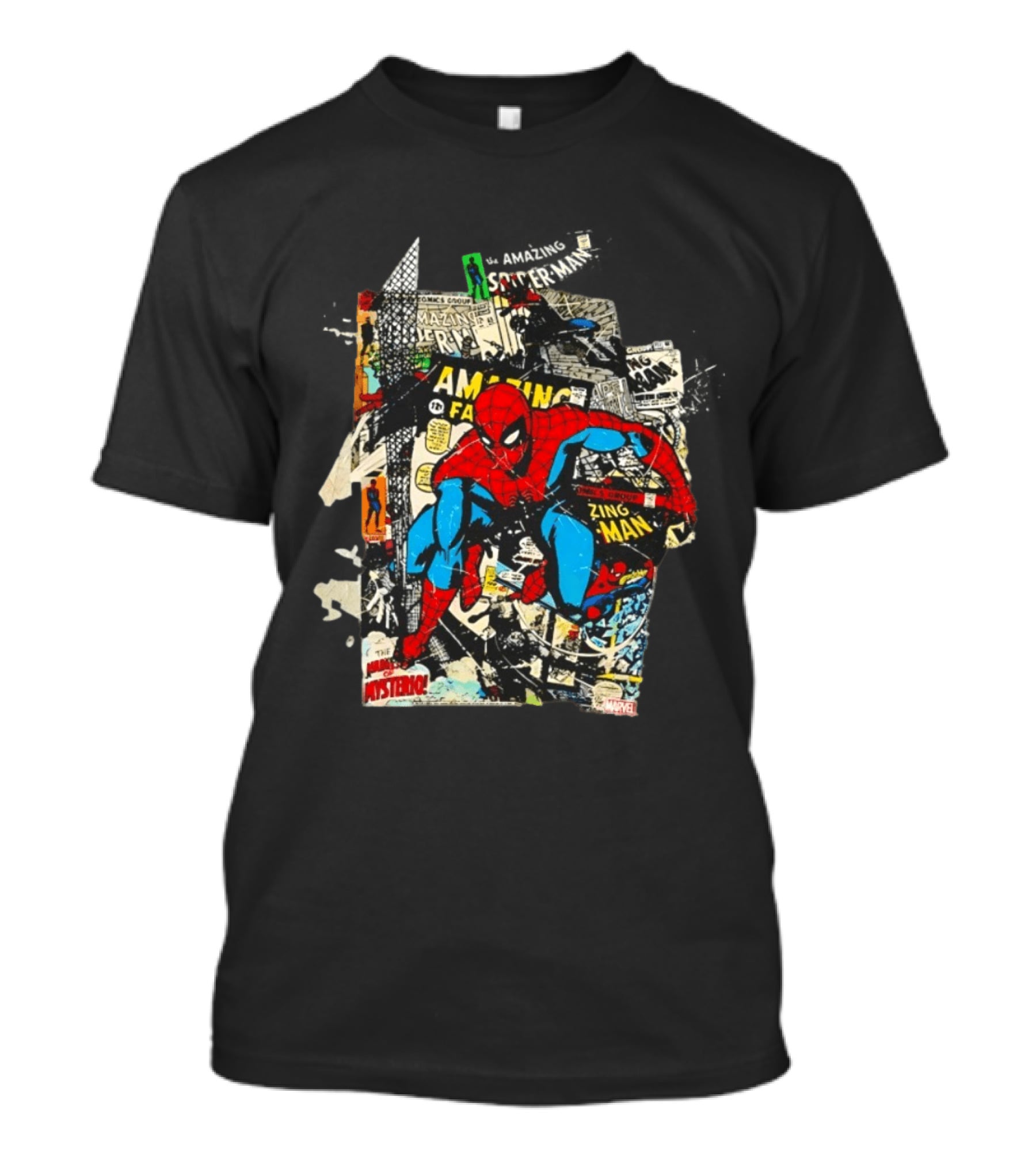 Amazing Fantasy Spider Man Zing Man Marvel Comic Collage T-Shirt