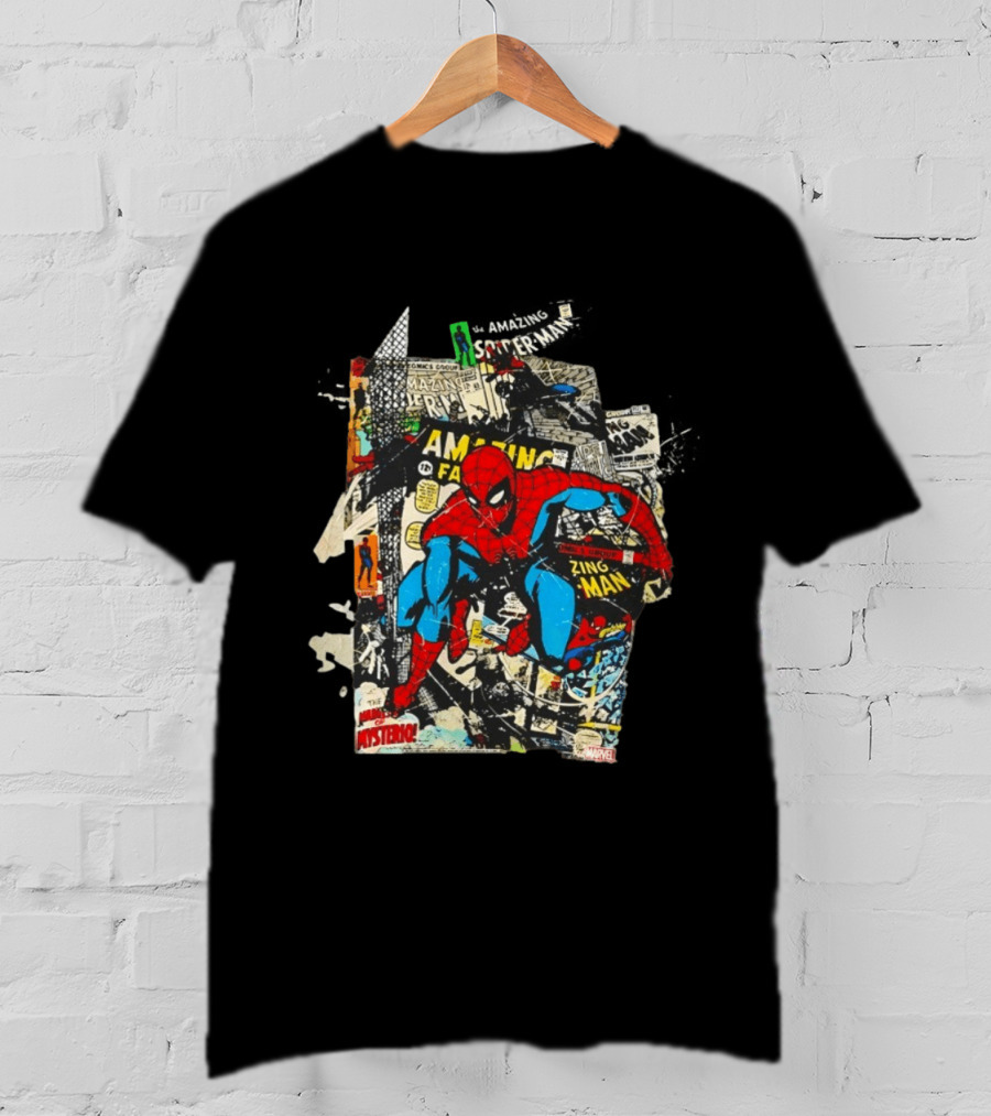 Amazing Fantasy Spider Man Zing Man Marvel Comic Collage T-Shirt