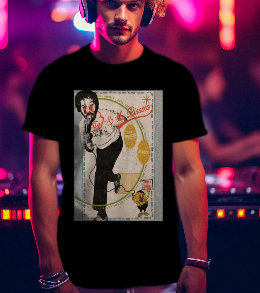 Pat & The Pissers Dan Spencer Struck March 2 All Ages Square Cat Vinyl Concert T-Shirt