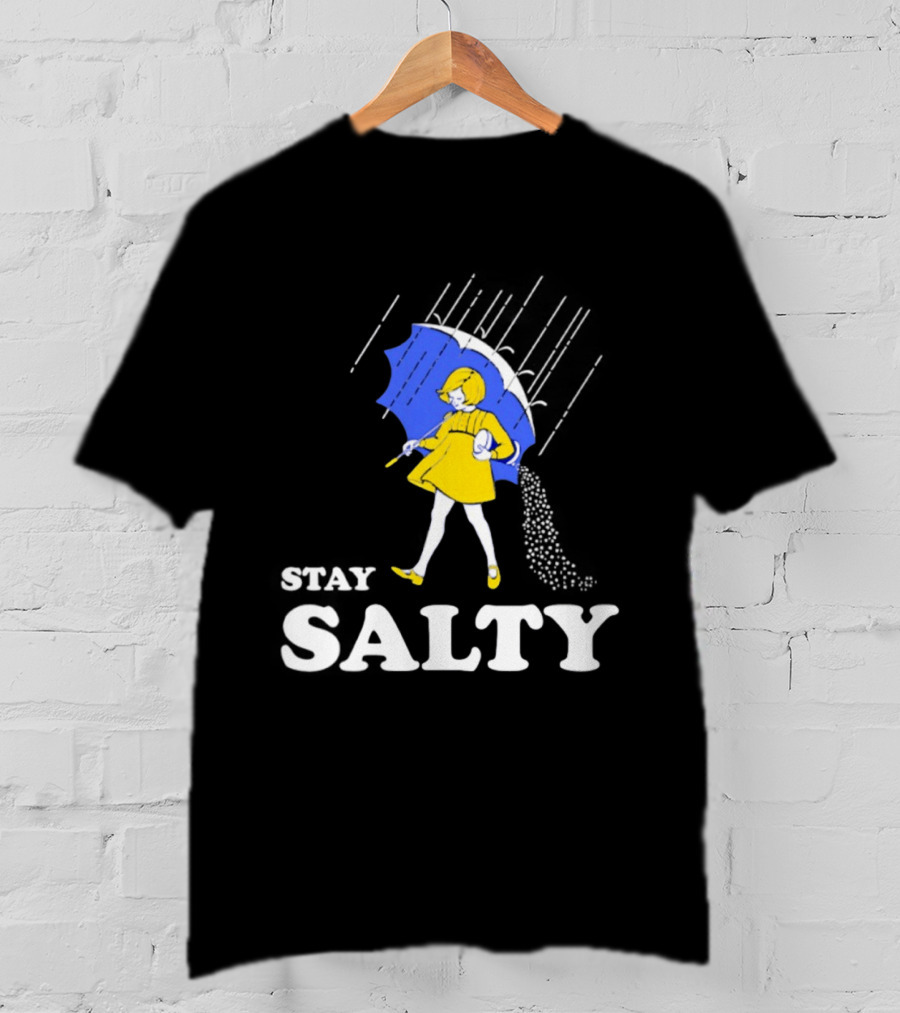 Stay Salty Girl In Yellow With Blue Umbrella T-Shirt