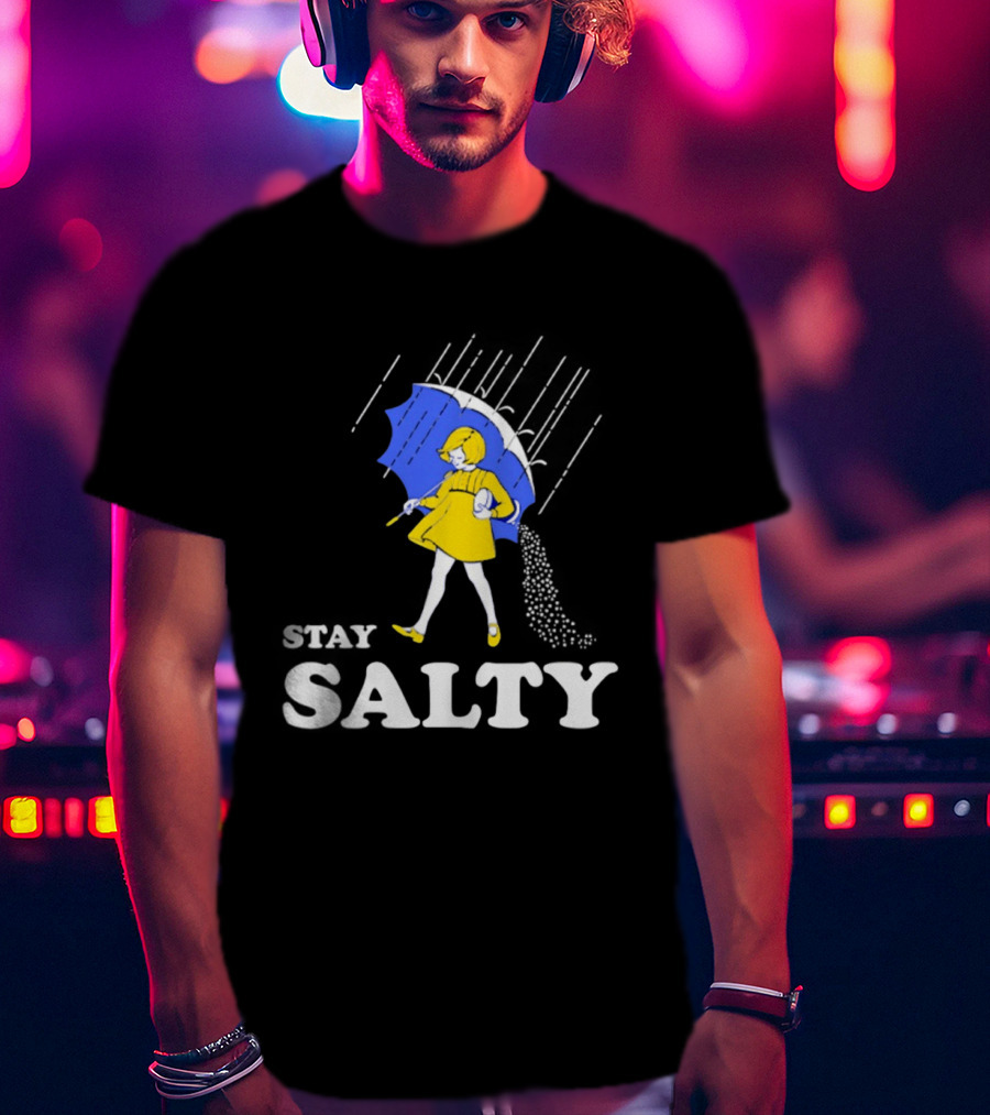 Stay Salty Girl In Yellow With Blue Umbrella T-Shirt