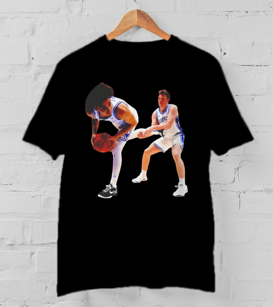 Kon Knueppel Grabbing Tyrese Proctor's Leg Duke Basketball T-Shirt