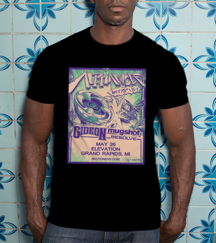 Alpha Wolf Let It Rip USA Tour 2026 May 26 Grand Rapids MI Gideon Shot Resolve T-Shirt