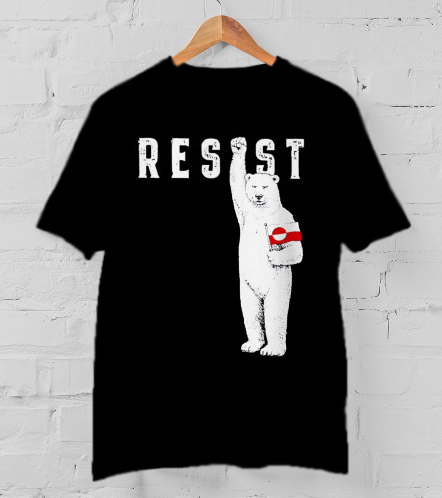 Resist Polar Bear Holding Greenland Flag T-Shirt