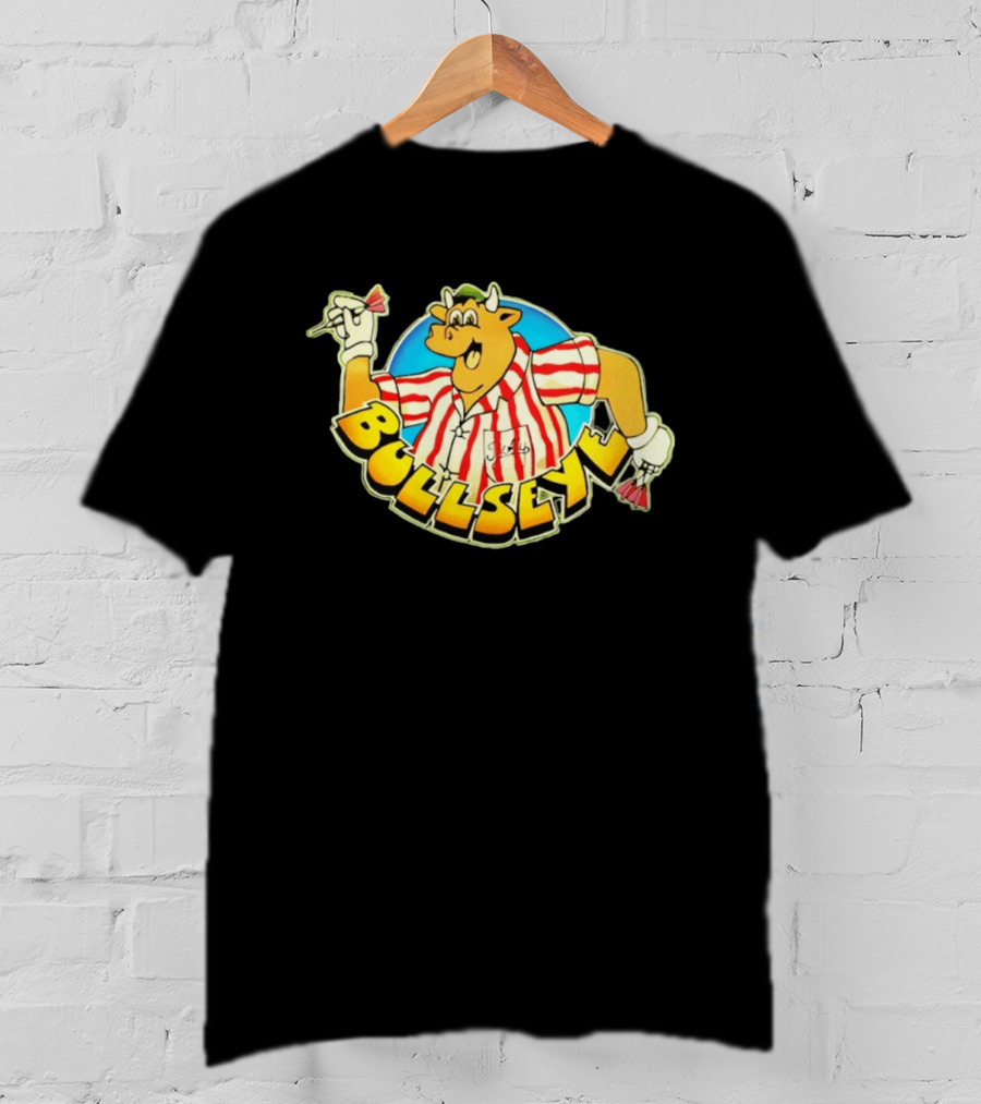 Bullseye Cartoon Bull With Darts Retro TV Show T-Shirt