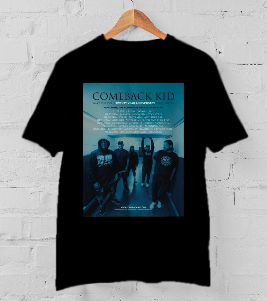 Comeback Kid Wake The Dead Twenty Year Anniversary Asia Australia Tour 2026 Dates T-Shirt