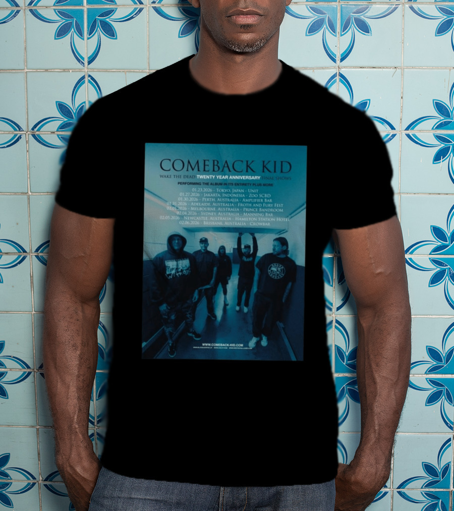 Comeback Kid Wake The Dead Twenty Year Anniversary Asia Australia Tour 2026 Dates T-Shirt
