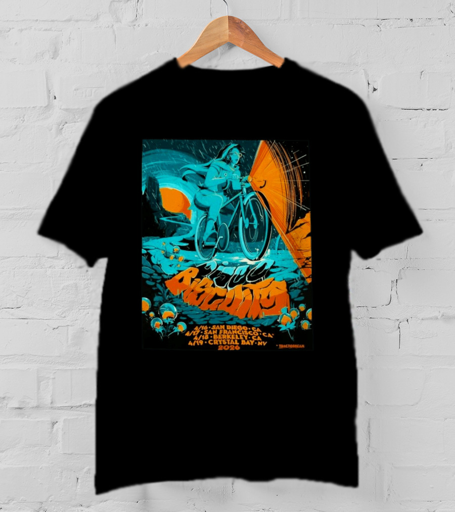 Bicycle Day Tour The Disco Biscuits West Coast April 2026 San Diego San Francisco Berkeley Crystal Bay T-Shirt