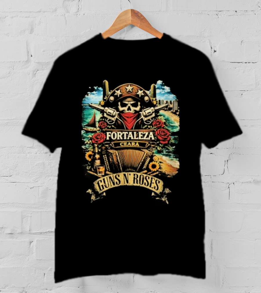Fortaleza Ceará 2026 Guns N' Roses Skull And Guns Beach Scene T-Shirt