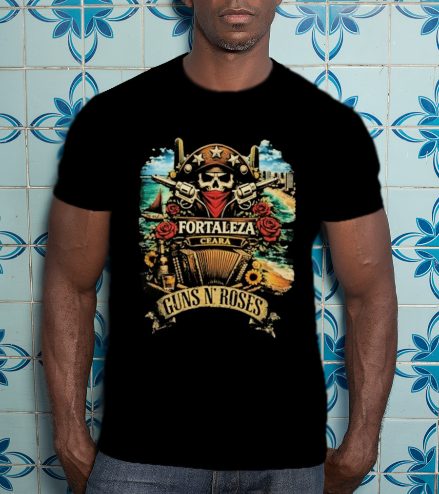 Fortaleza Ceará 2026 Guns N' Roses Skull And Guns Beach Scene T-Shirt