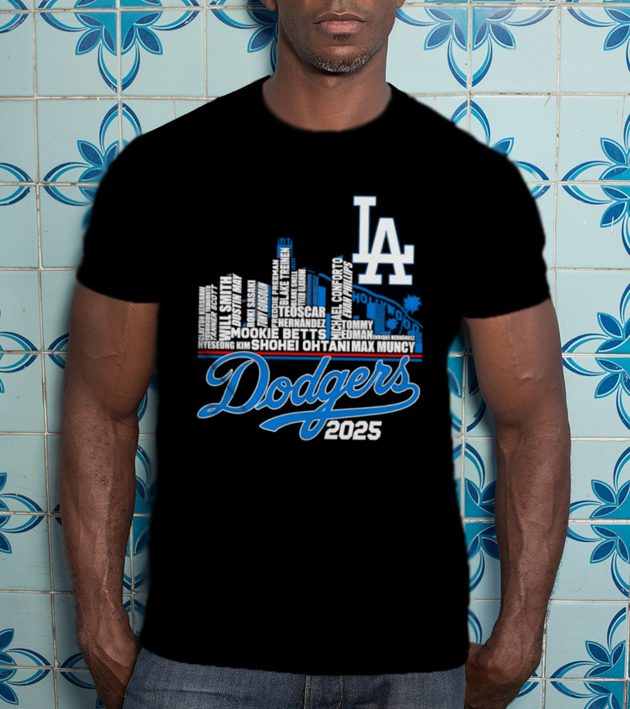 Los Angeles Dodgers 2025 City Skyline Name Players T-Shirt