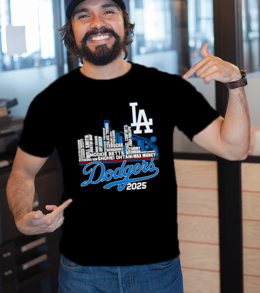 Los Angeles Dodgers 2025 City Skyline Name Players T-Shirt
