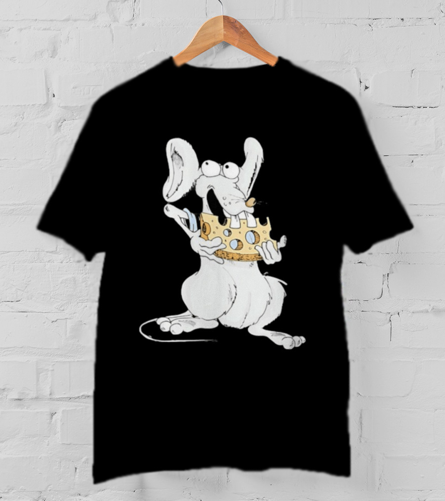 Cartoon Mouse Enjoying Swiss Cheese T-Shirt