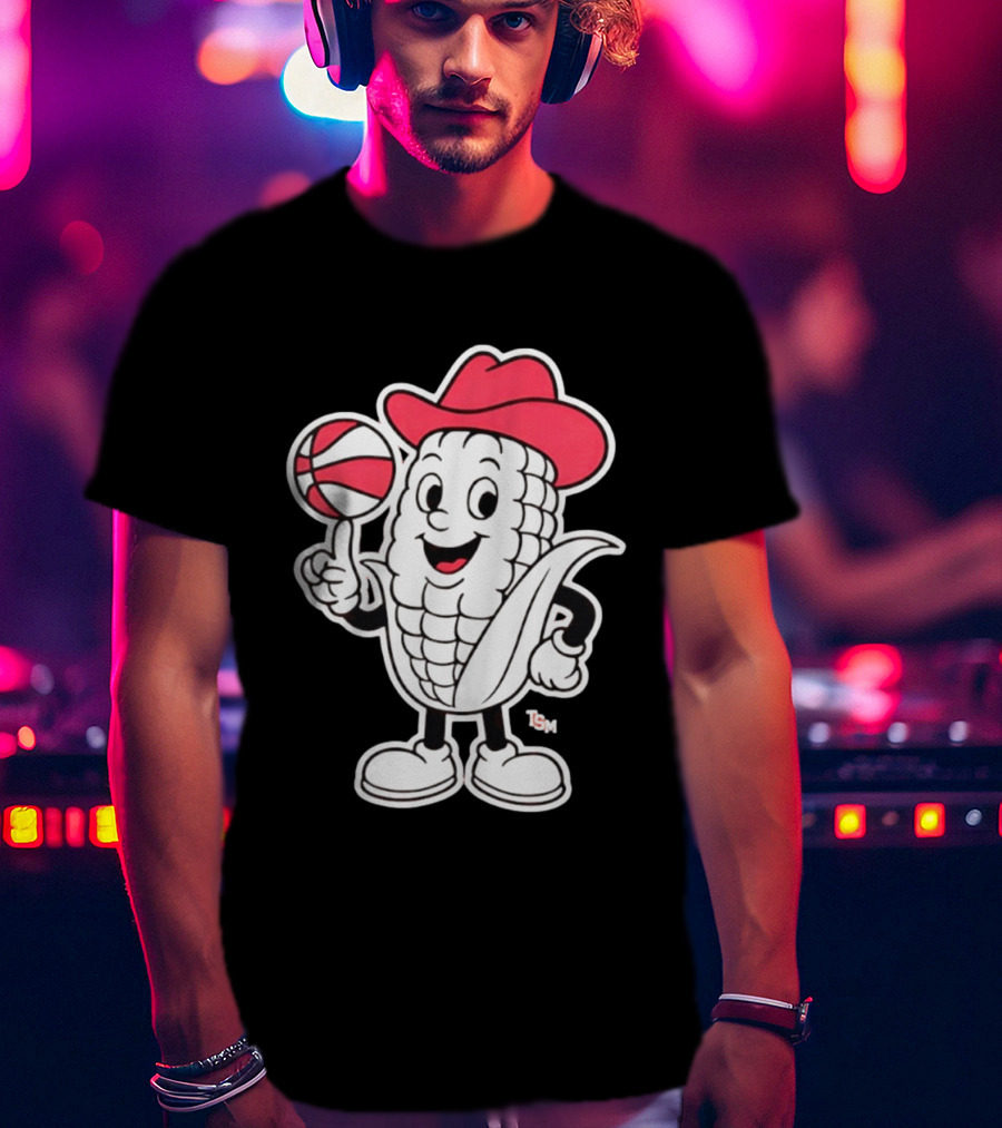 Nebraska Cornhuskers Cowboy Corn Basketball Playful T-Shirt