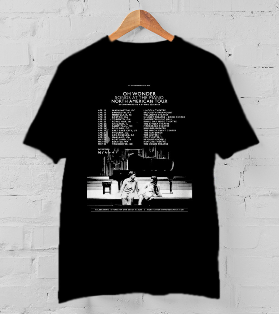 Oh Wonder Songs At The Piano North American Tour 2026 Dates And Venues T-Shirt