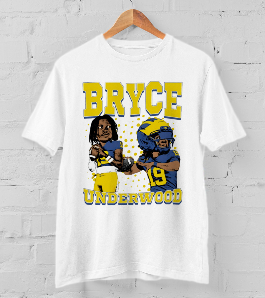 Bryce Underwood Michigan Blue And Yellow Football Caricature 19 T-Shirt
