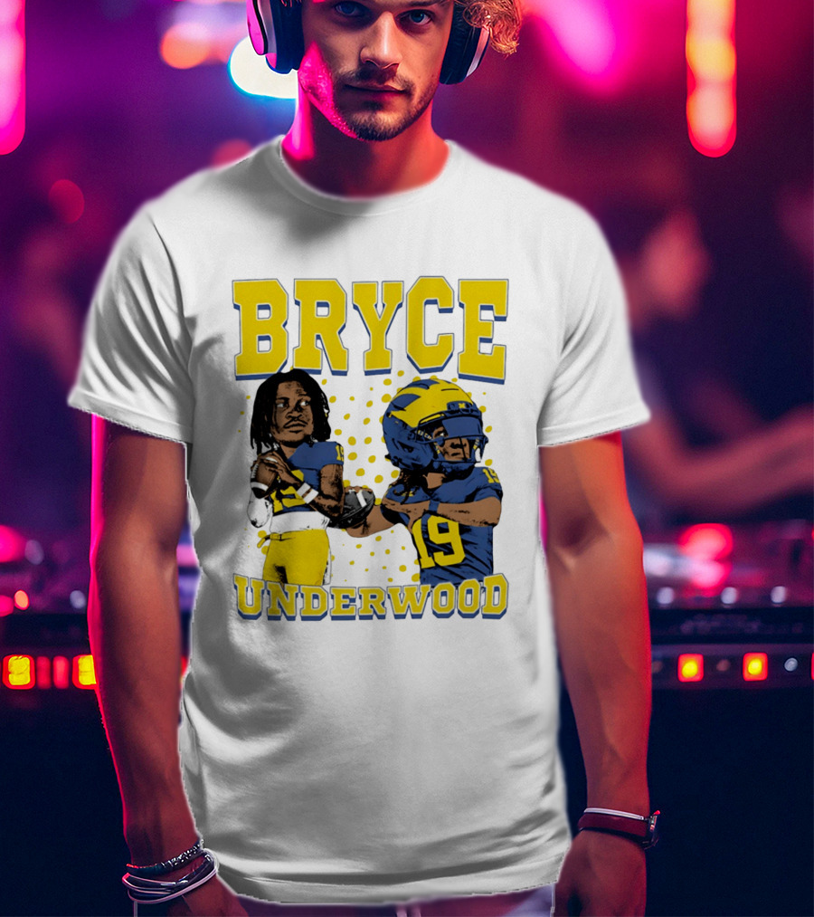 Bryce Underwood Michigan Blue And Yellow Football Caricature 19 T-Shirt