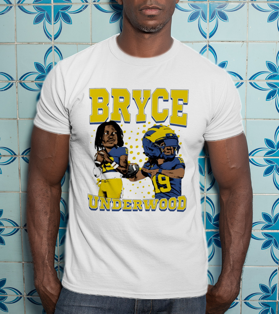 Bryce Underwood Michigan Blue And Yellow Football Caricature 19 T-Shirt