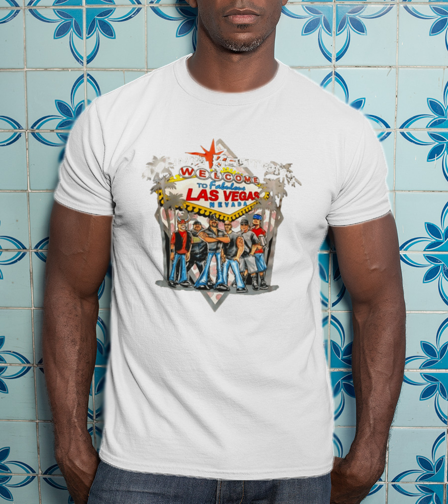Count's Kustoms Welcome To Fabulous Las Vegas Nevada Sign With Crew Illustrations T-Shirt