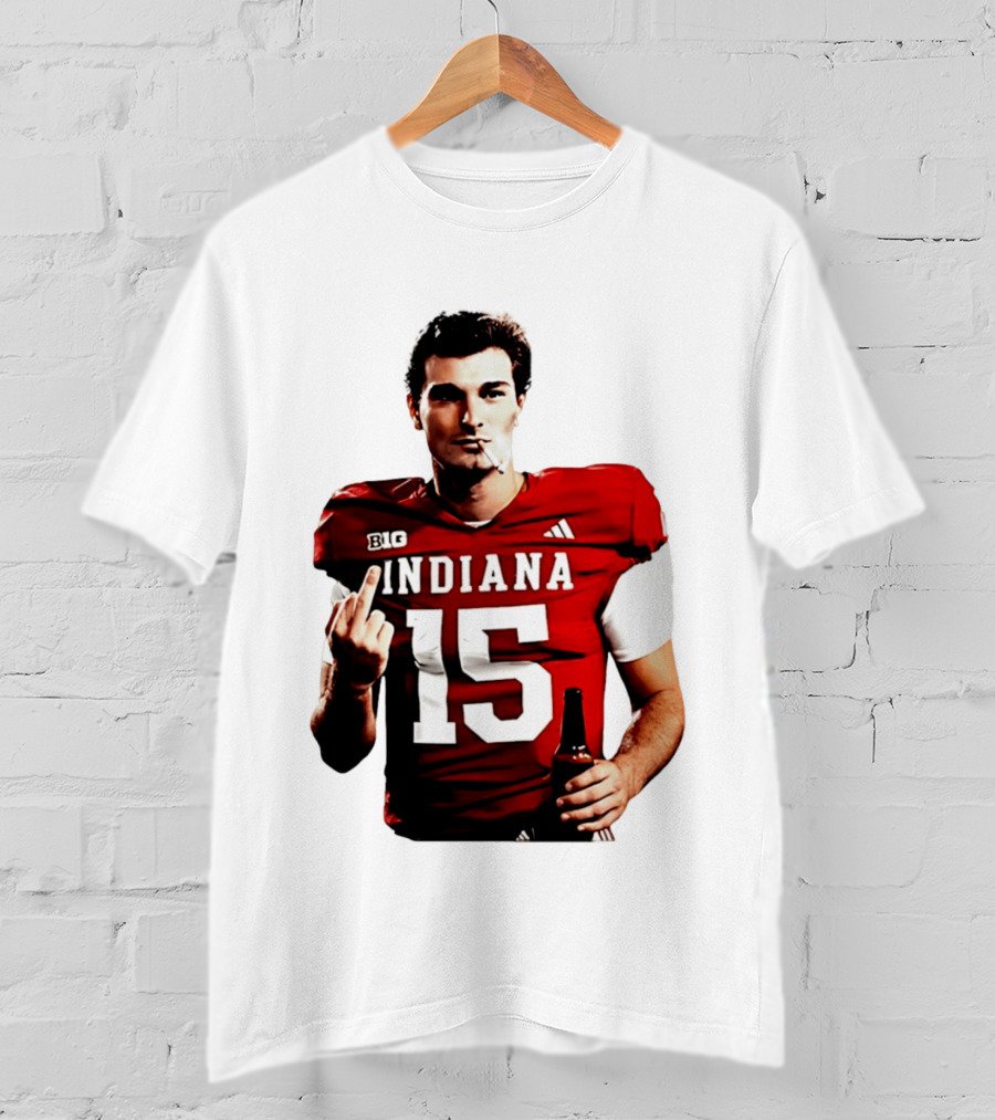 Indiana Hoosiers 15 Middle Finger Smoking Football Player T-Shirt