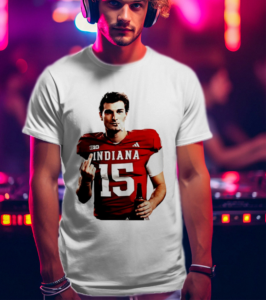 Indiana Hoosiers 15 Middle Finger Smoking Football Player T-Shirt