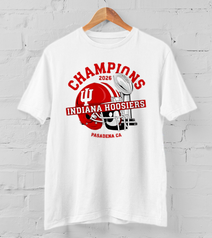 Indiana Hoosiers 2026 Champions Helmet Trophy Football Victory T-Shirt
