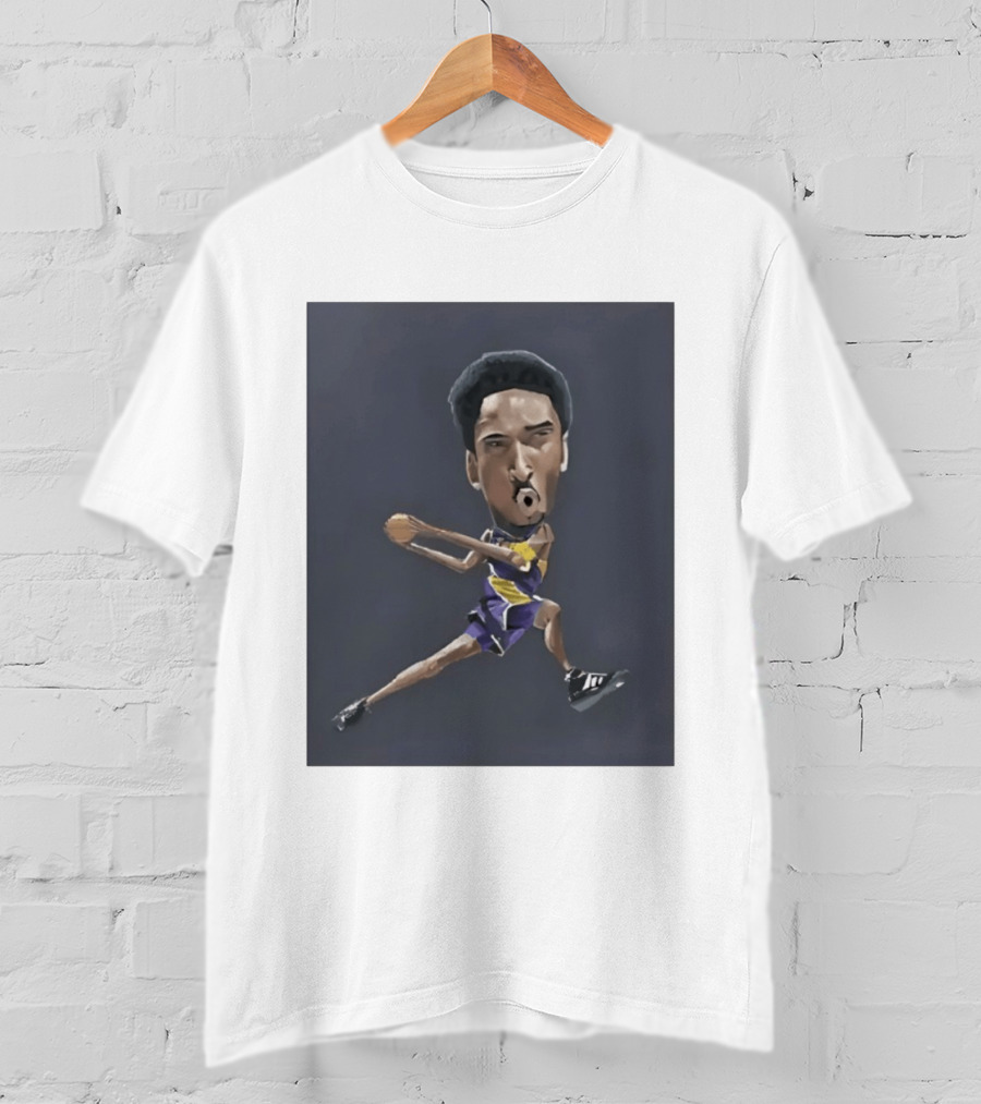 Kobe Bryant Caricature In Lakers Basketball Jersey T-Shirt