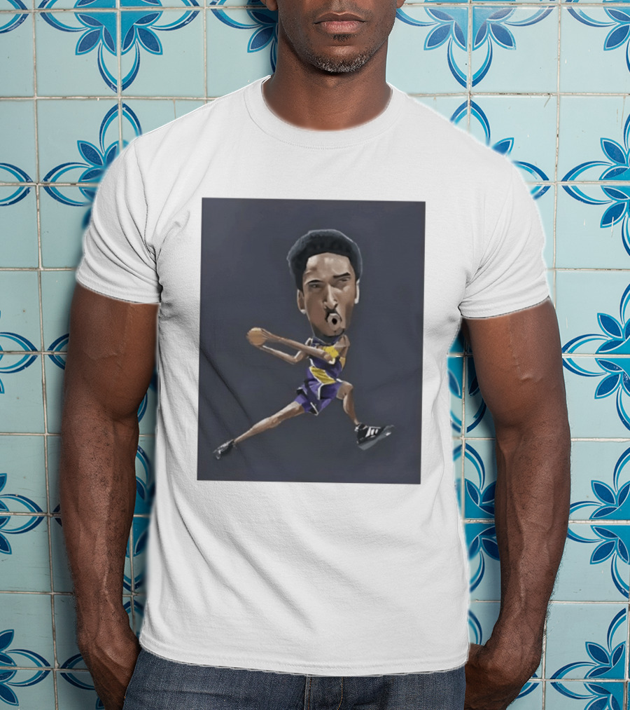 Kobe Bryant Caricature In Lakers Basketball Jersey T-Shirt