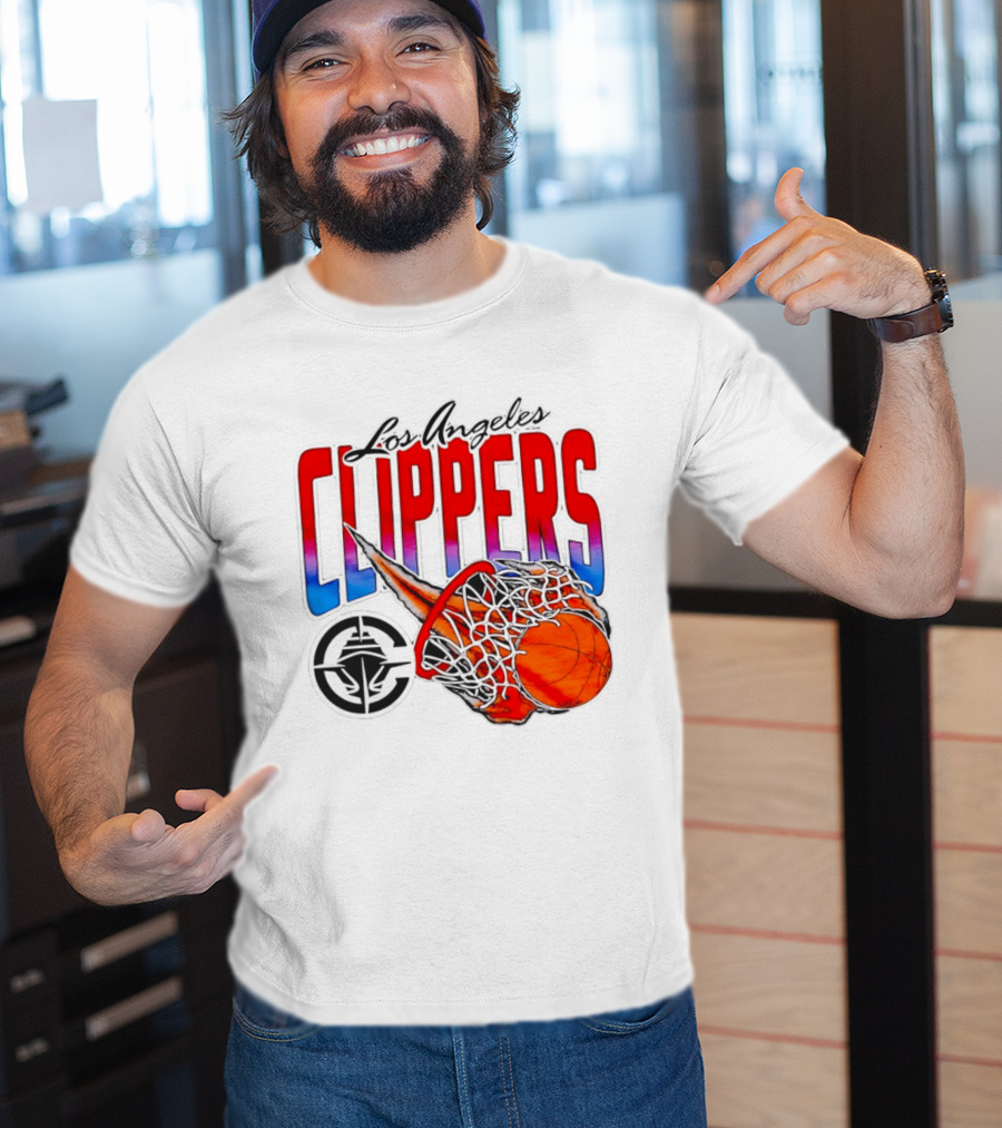 Los Angeles Clippers Basketball Flaming Hoop T-Shirt