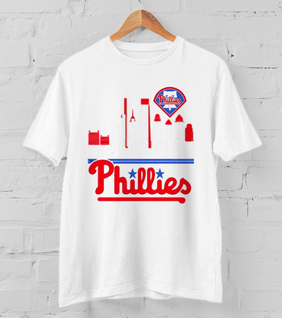 Philadelphia Phillies 2025 City Skyline And Players Names T-Shirt